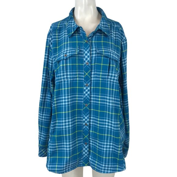 CABELA'S - WOMEN'S 2XL - BLUE LONG SLEEVE BUTTON COLLARED TOP W/POCKETS - Picture 1 of 5